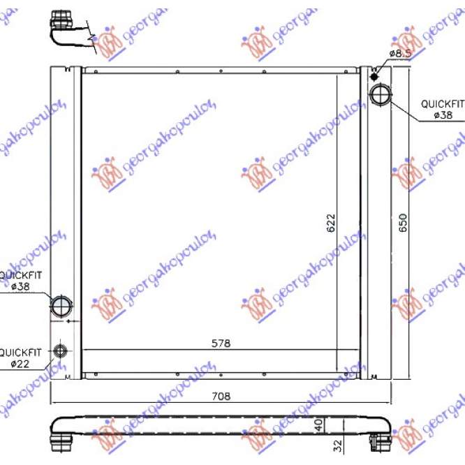 RADIATOR 5.0i - 5.0 SUPRAALIMENTAT BENZINA AUTOM. (580x620) - RANGE ROVER/RANGE ROVER VOGUE 02-12 pentru LAND ROVER, LAND ROVER RANGE ROVER 02-12 (L322)
