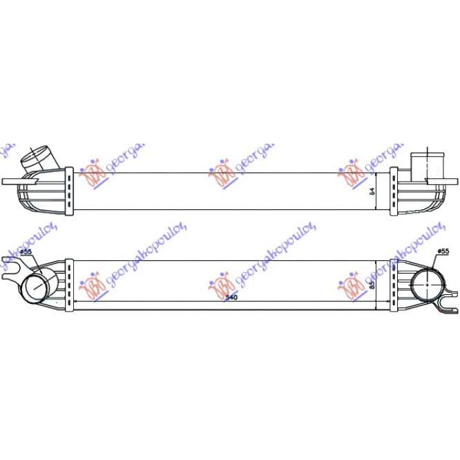 RADIATOR INTERCOOLER 1.6TURBO S-JCW PETROL (540x85x64) - MINI MINI PACEMAN (R61) 13-16 pentru PEUGEOT, PEUGEOT EXPERT 07-16, Partea frontala, Radiator Intercooler, MINI, MINI PACEMAN (R61) 13-16