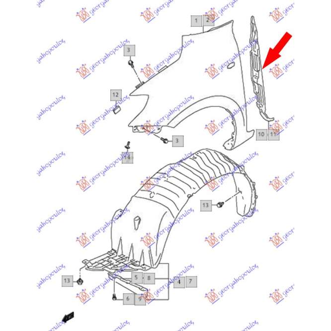 FR. FENDER PLASTIC COVER UPPER - SUZUKI SWIFT H/B 17- pentru SUZUKI, SUZUKI SWIFT H/B 17-24