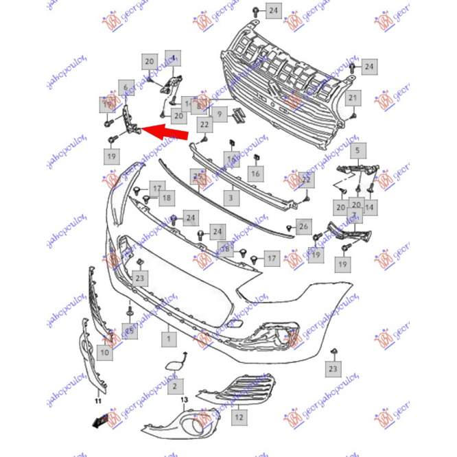 SUPORT PLASTIC LATERAL BARA FATA - SUZUKI SWIFT H/B 17- pentru SUZUKI, SUZUKI SWIFT H/B 17-24
