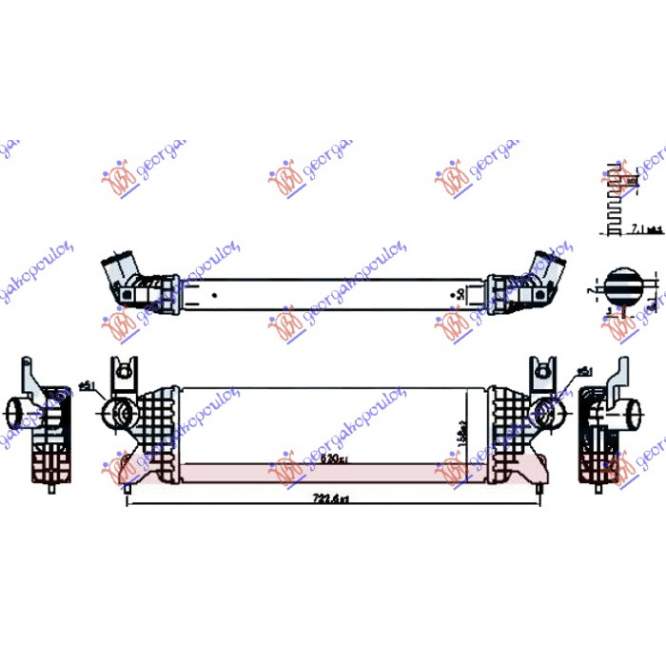 RADIATOR INTERCOOLER 1.0-1.4 TURBO BENZINA (520x160x50) pentru PEUGEOT, PEUGEOT EXPERT 07-16, Partea frontala, Radiator Intercooler, SUZUKI, SUZUKI VITARA 15-19